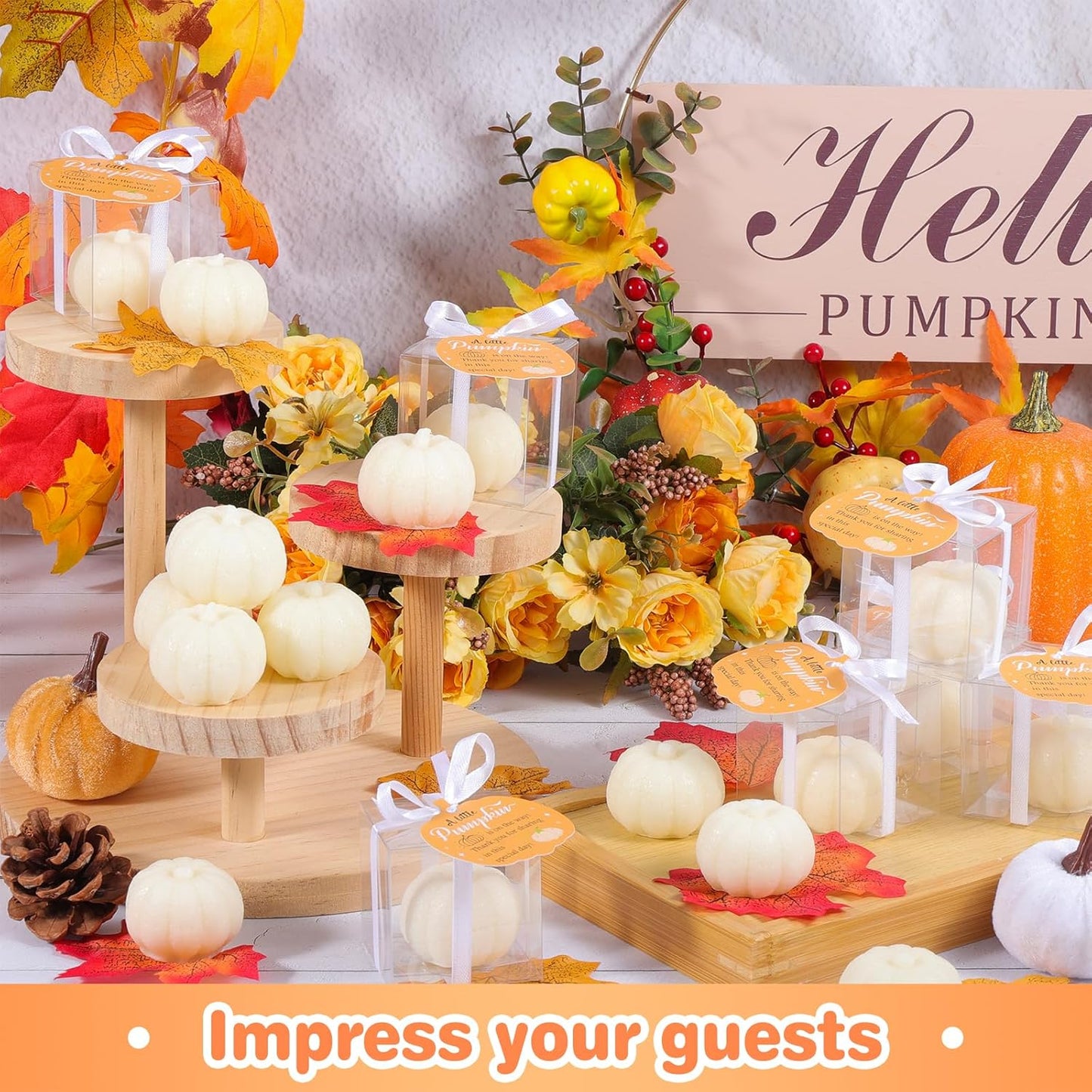 30 Set Pumpkin Soap Baby Shower Favors, Mini Pumpkin Soap Baby Shower Decorations with Thank You Cards and Boxes Guest Gifts for Fall Thanksgiving Gender Reveal Wedding Autumn Party Supplies, White