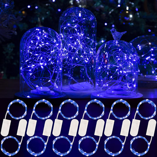 HXWEIYE 12 Pack 7ft 20LED Blue Fairy Lights Battery Operated for Mason Jar DIY Wedding Party Bedroom Patio Christmas Décor