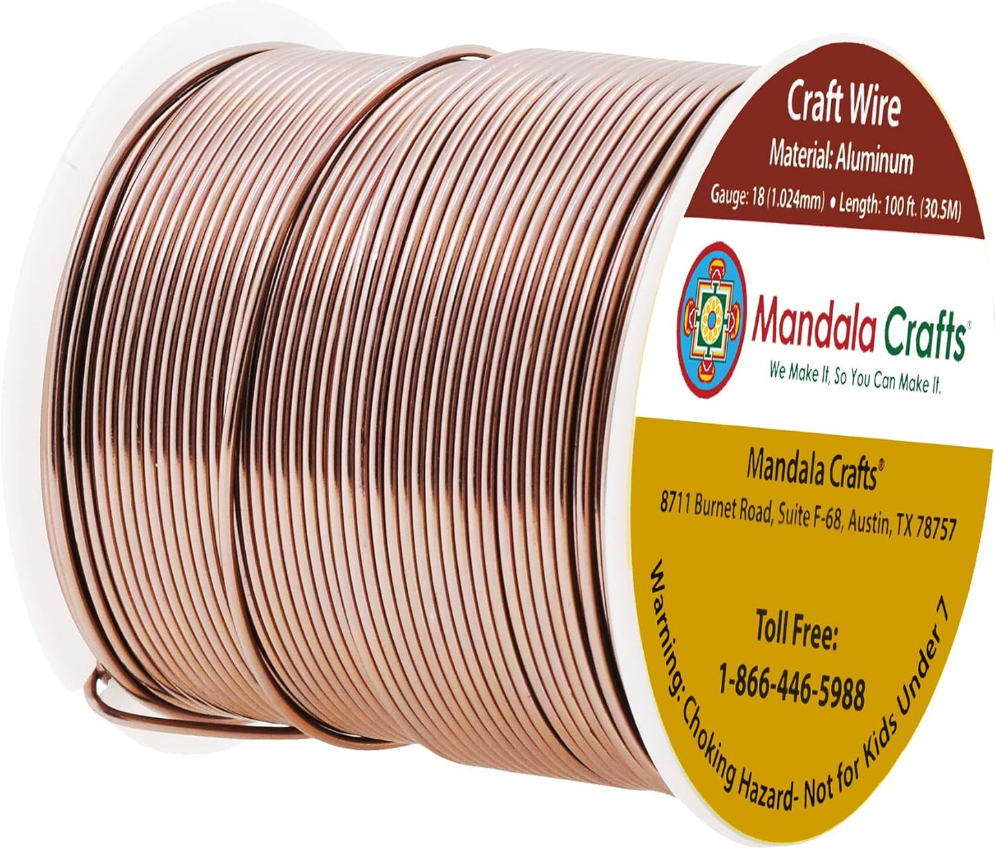Mandala Crafts 18 Gauge Anodized Aluminum Craft Wire for Jewelry Making - 100 FT Colored Flexible Light Brown Wire - Bendable for Bonsai Armature Crafting Sculpting