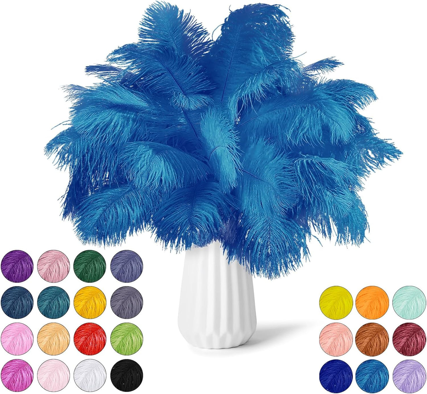NEWONG 30pcs Light Blue Ostrich Feathers Natural Bulk 11-14inch(28-35cm) Vase Craft Wedding Home Party Centerpieces Christmas Day Decoration