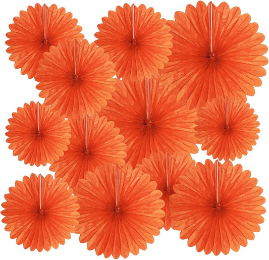 20 Pcs Orange Hanging Paper Fan, Hanging Honeycomb Round Paper Fans for Weddings, Birthdays, Christmas, Baby Showers, Classroom, Events Ceiling Party Supplies Decorations