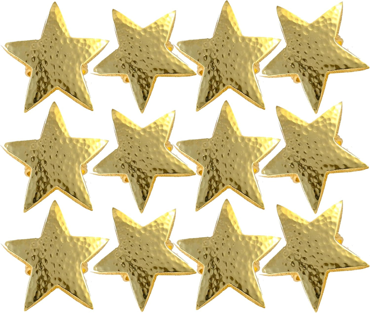 12 Pcs Lightweight Metal Napkin Rings - Gold Star Metal Holders for Elegant Table Decor, Parties, Weddings, Holidays, Everyday Dining - Metallic Adornment for Table Settings - CLEENTABLE