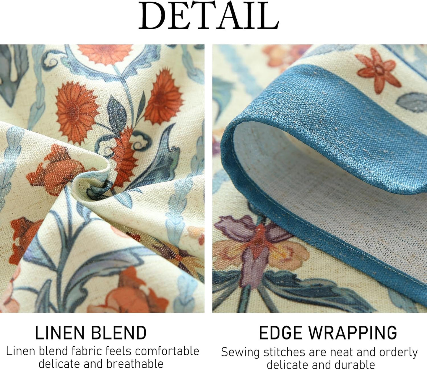 ISAENNE Designer Linen Elegant Round Tablecloth,Colorful Floral Bohemian Table Cloth,Wrinkle Resistant Decor Tablecloths for Dining Thanksgiving Kitchen Christmas,Diameter 67"-Floralsea A