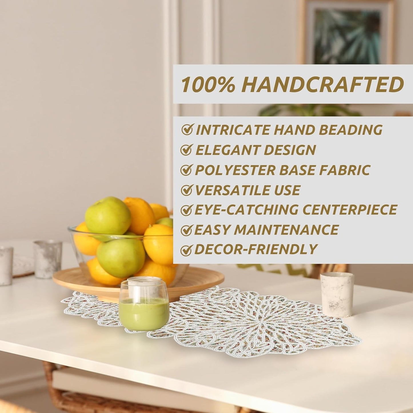 Handmade Beaded Table Runner, 13x36 Inches Lightweight Decorative Table Runner, Perfect for Dining/Wedding/Party/Everyday Use & Easy to Clean, Elegant Beaded Runner (Multi) - CLEENTABLE