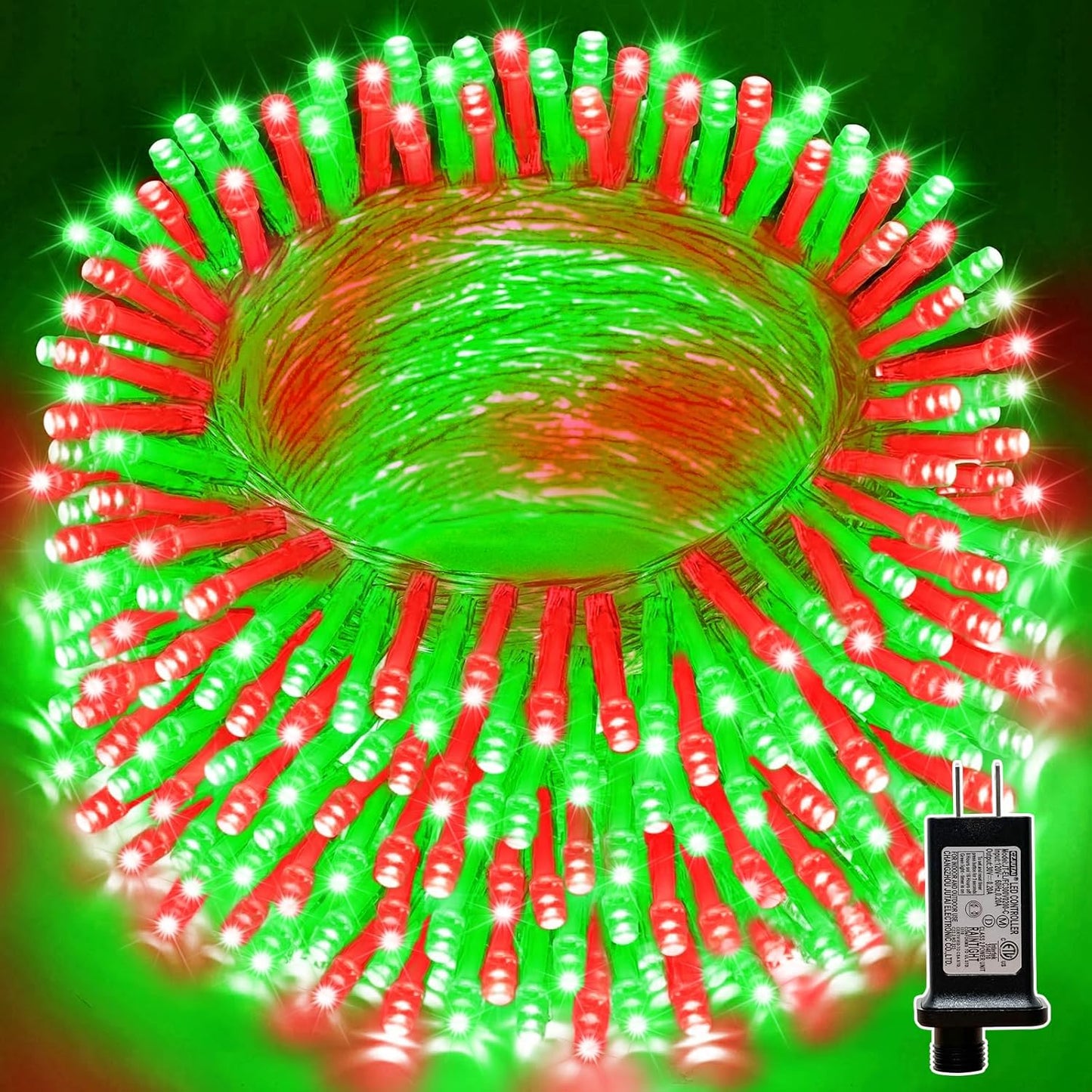 LAMPHOME 33ft Christmas Decorative Mini Lights, 100 LED Transparent Wire Fairy Starry String Lights Plug in, 16 Lighting Modes, for Indoor Outdoor Xmas Tree Wedding Party Decoration (Red+Green)