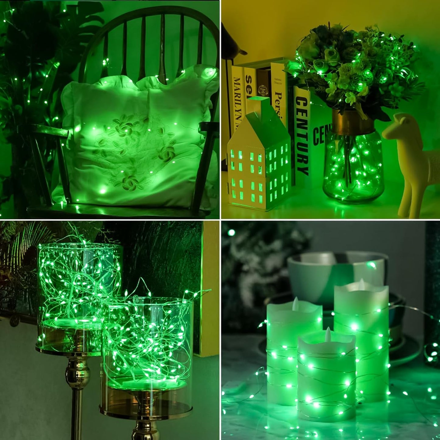 HXWEIYE 6 Pack Green Fairy Lights Battery Operated, 7ft 20LED Mini Fairy String Lights Mason Jar Lights, Waterproof Firefly Starry Lights for DIY Wedding Party Bedroom Patio Christmas Décor