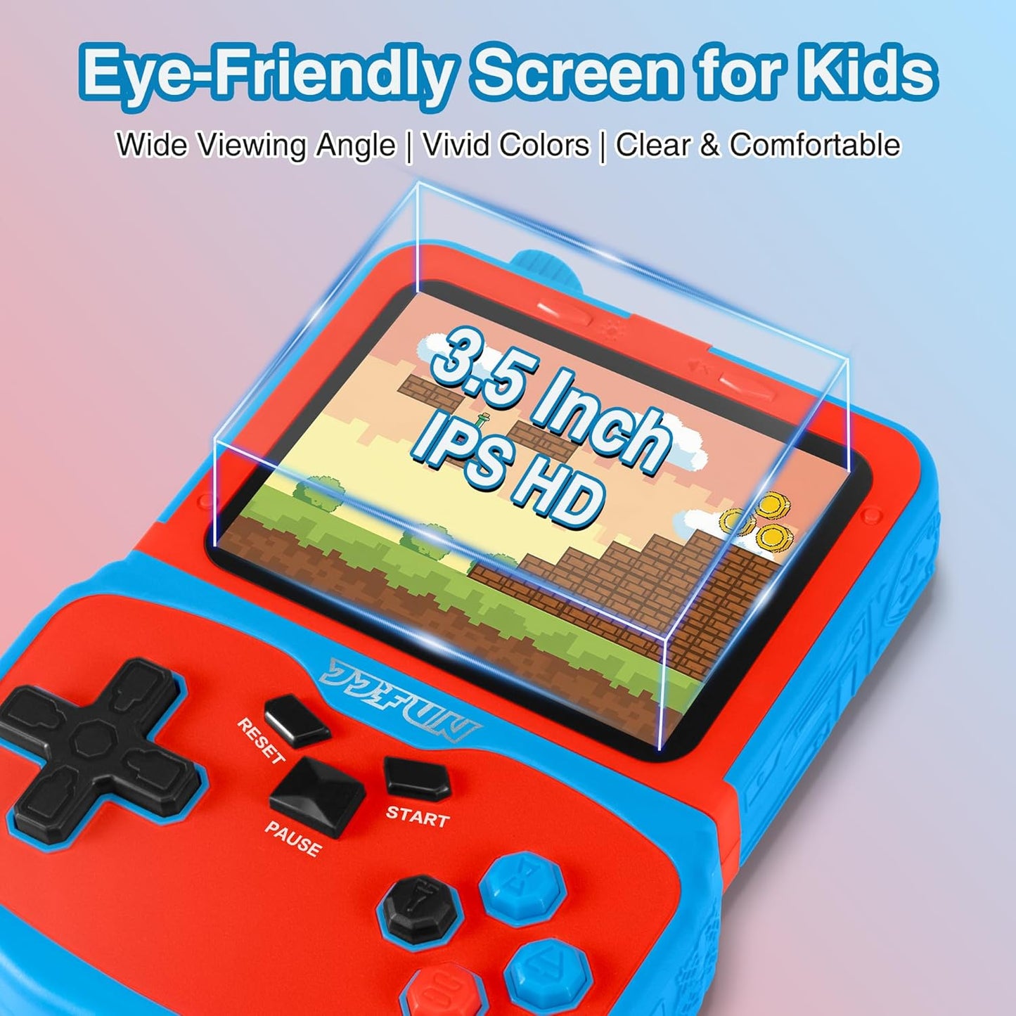 Portable Video Game Console for Kids, 220 Built-in Classic Retro Games, Handheld Plug & Play Player with 3.5'' IPS Screen, Rechargeable Travel Toy Birthday Gift for Boys & Girls- Blue