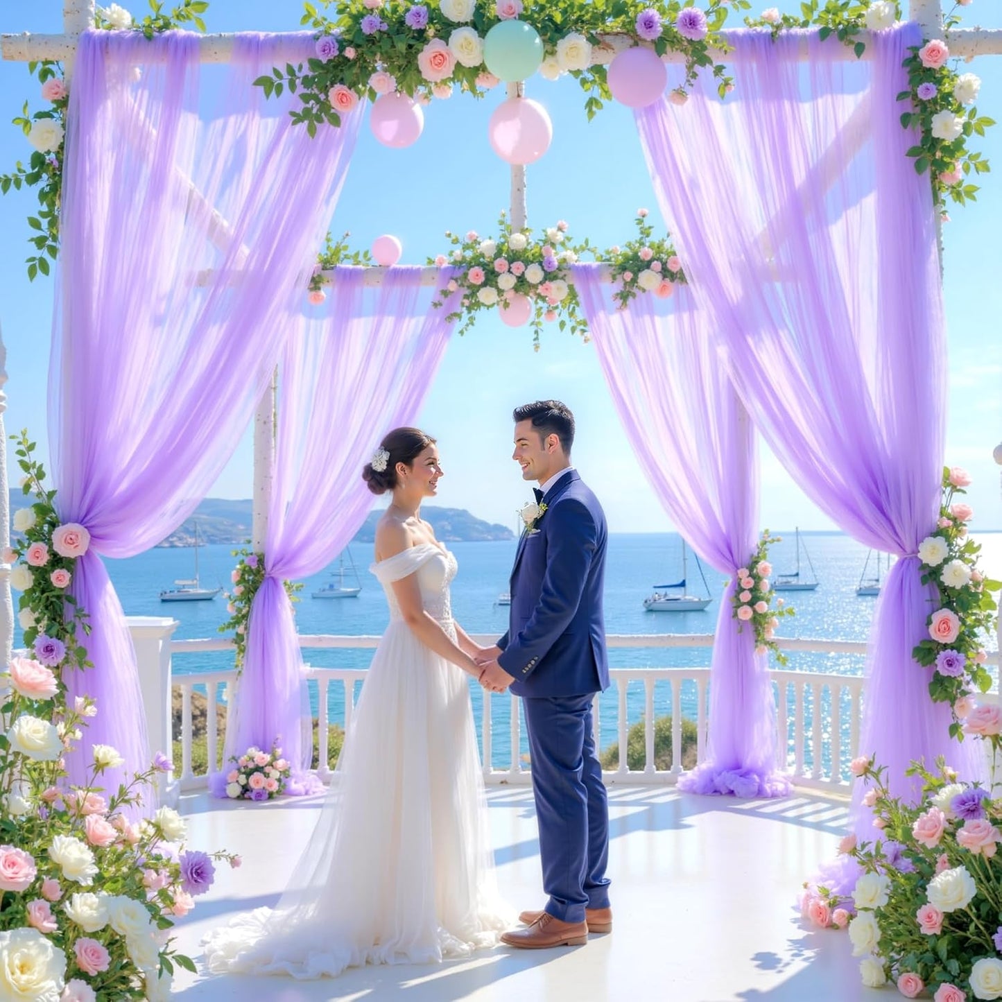 Lavender Purple Arch Draping Fabric for Wedding, 60" x 26Ft Chiffon Drapery Fabric Drapes Backdrop for Wedding Ceremony Baby Shower Bridal Shower Decoration(1 Panel)