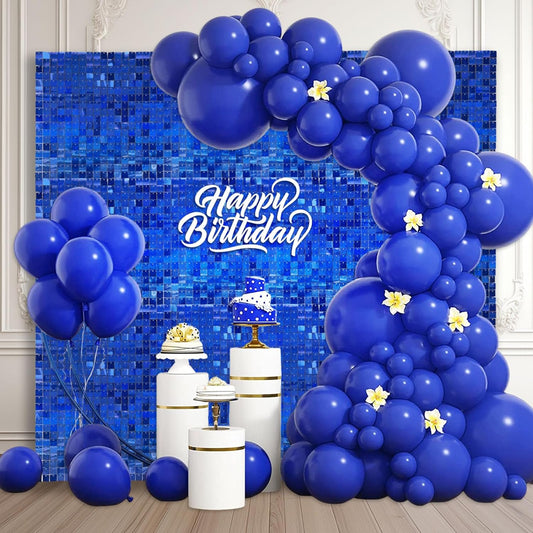 24PCS Royal Blue Shimmer Wall Backdrop, Laser Square Sequin Photo Backdrops Panel, Glitter Wall Background for Birthdays, Weddings, Christmas, Engagements, Disco Bachelorette Party Decor (4FTx6FT)