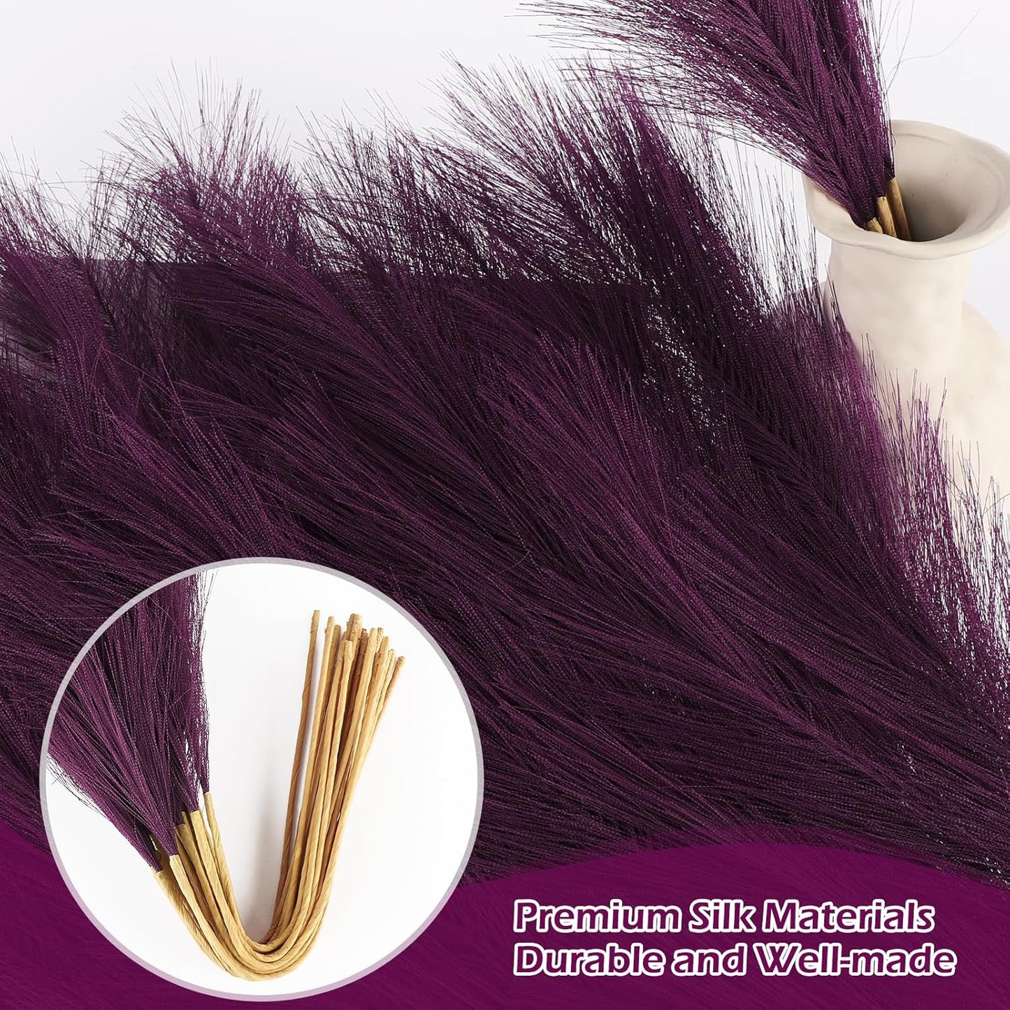 Purple Pampas Grass Decor 30 Pcs 21.7 Inch Faux Pampas Grass Bulk Artificial Dried Flowers Small Vase Filler Pompas Grass.