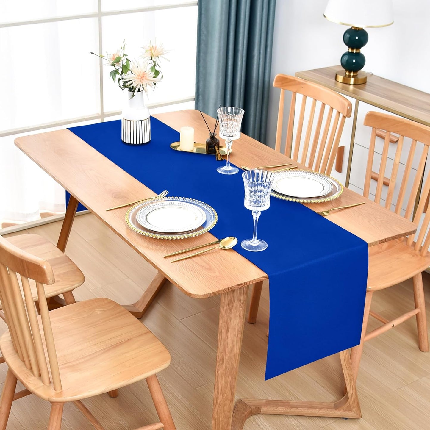 Farmhouse Blue Table Runner Dining Table Runners 60 Inches Long Coffee Table Runner for Dresser Living Room Bedroom Holiday Party Banquet 12X60 Inch