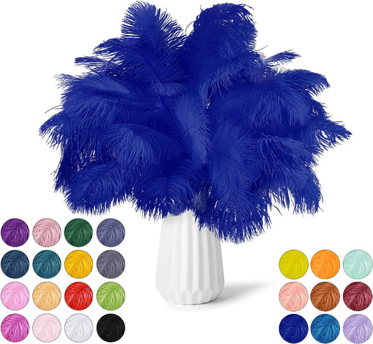 NEWONG 30pcs Royal Blue Ostrich Feathers Natural Bulk 9-12in（23-30cm） Vase Craft Wedding Home Party Centerpieces Christmas Day Decoration