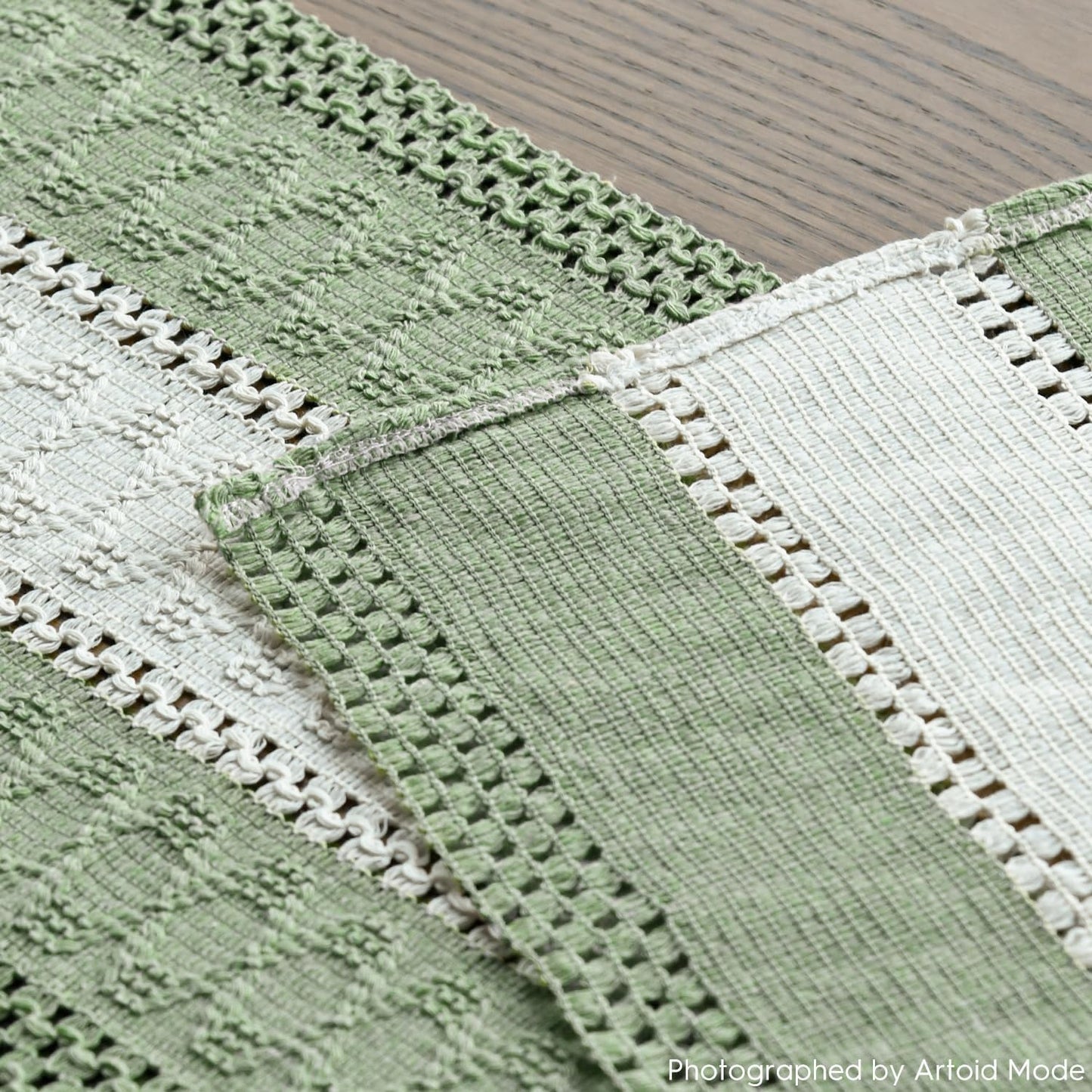 Artoid Mode Light Green Farmhouse Rustic Table Runner, Seasonal Hollow Kitchen Dining Table Decoration for Home Party Decor 12x120 Inch