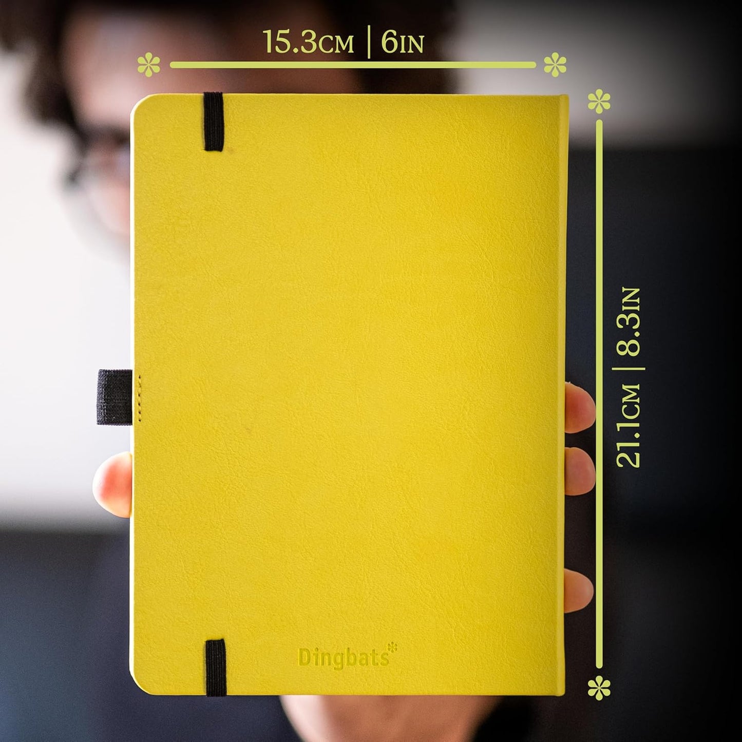 Dingbats* Earth Dotted Writing Journal Notebook A5 - Vegan Leather Hardcover - Ideal for Work, Travel - Pocket, Elastic Closure & Bookmark