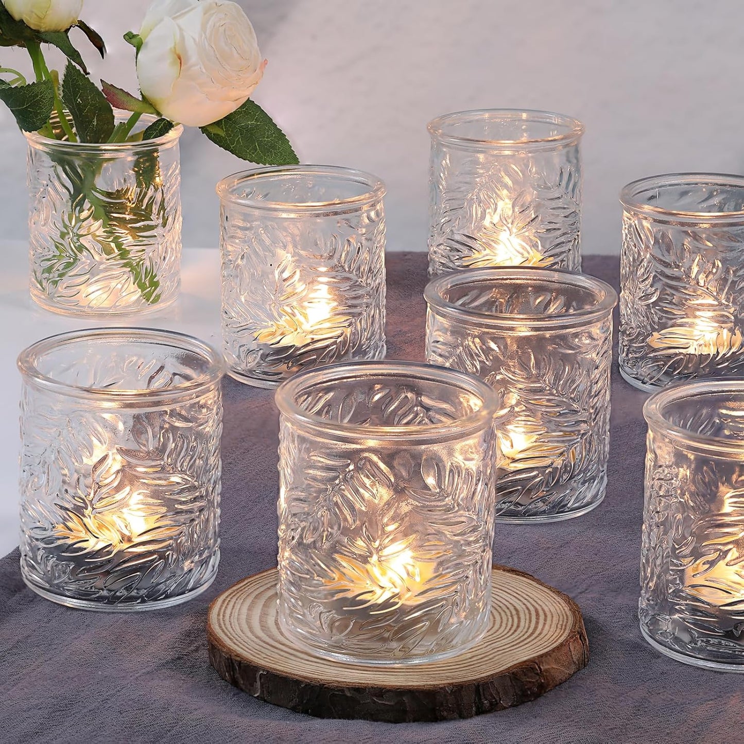 24 pcs Clear Votive Candle Holders, Glass Candle Holders for Home Decor, Tea Light Candle Holder for Wedding Table Centerpiece Decor