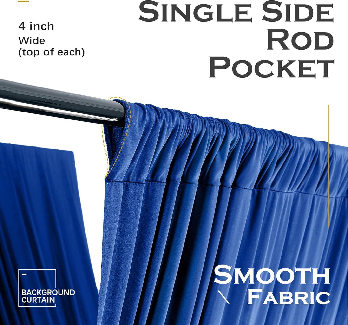 PartyVillage 10 Panels 5ftx30ft Royal Blue Ceiling Drapes for Wedding Parties – 30 FT Extra Long Thick Polyester Wrinkle-Free Drapery Tent Decor Decorations for Birthday Party Ceremony Stage Swag