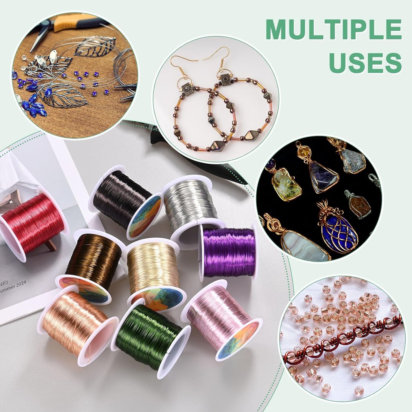 2-Rolls 0.2mm Jewelry Wire, 32 Gauge 328FT Craft Wire Copper Beading Wire for Jewelry Making/Planting/Weaving/DIY Crafting, Soft Metal Wires [100M, Red]