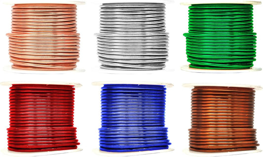 Mandala Crafts 12 Gauge Anodized Aluminum Craft Wire for Jewelry Making - 276 FT Colored Flexible Silver Copper True Blue Brown Red Kelly Green Wire - Bendable for Bonsai Armature Crafting Sculpting