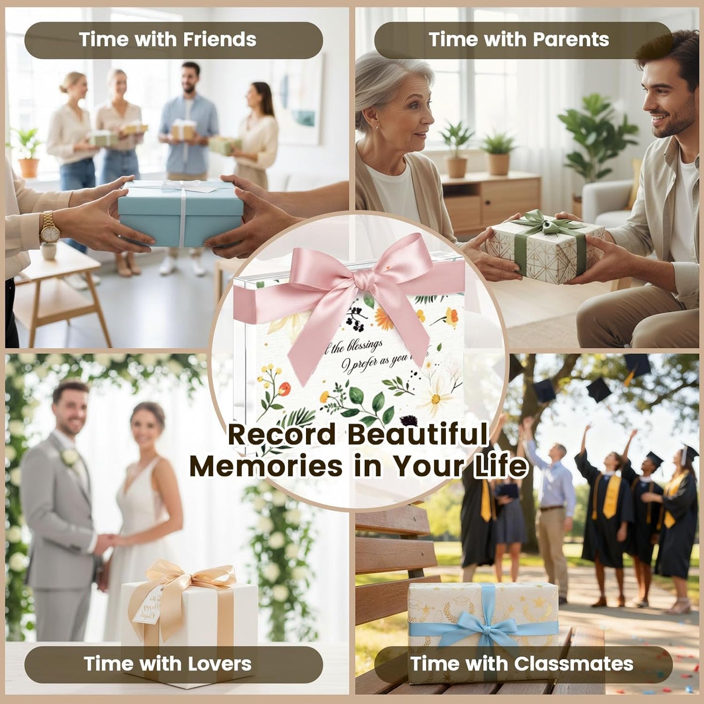 JOHOUSE 2 Pack 8 x 10 Acrylic Picture Frames, Double Sided Magnetic Photo Certificate Frames Self Standing Frameless Transparent for Desktop Display