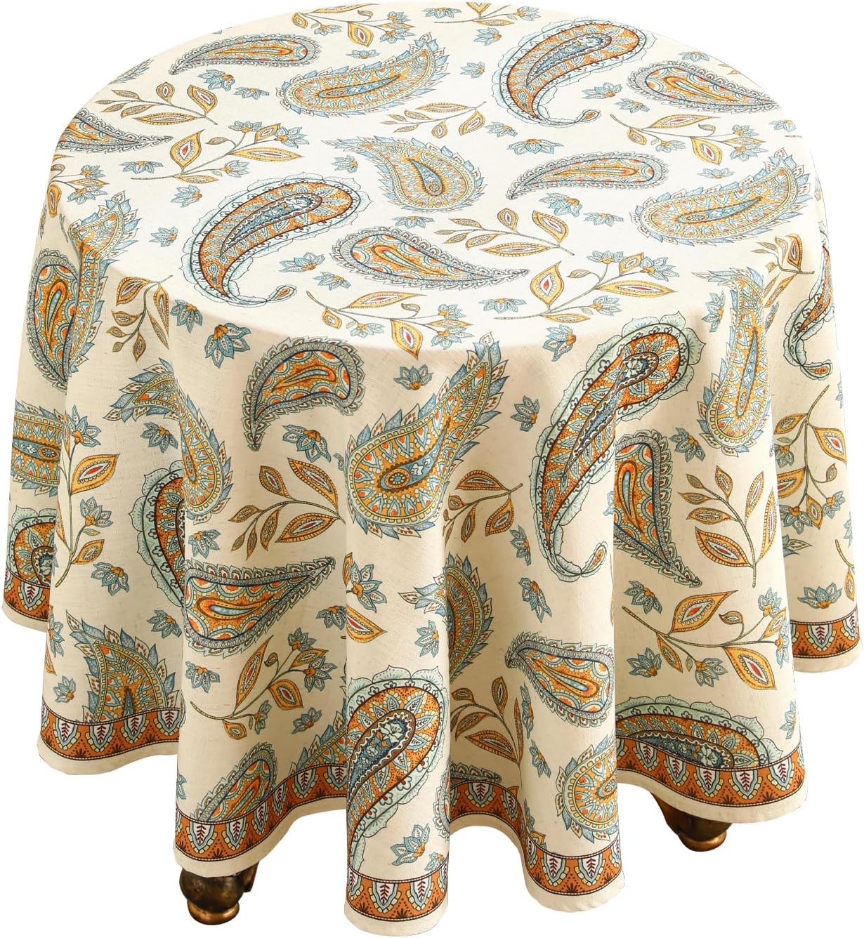 patdrea Designer Vintage French Small Table Cloth for Round Table,Italian Floral Tablecloth,Home Cover Fall Dacorative for Kitchen,Dining,Christmas,Thanksgiving,Tea Party,Diameter 55"-Lysaniya