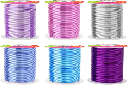 Mandala Crafts 22 Gauge Anodized Aluminum Craft Wire for Jewelry Making - 450 FT Colored Flexible Silver Lavender Purple Pink Ice Blue Turquoise Wire - Bendable for Bonsai Armature Crafting Sculpting