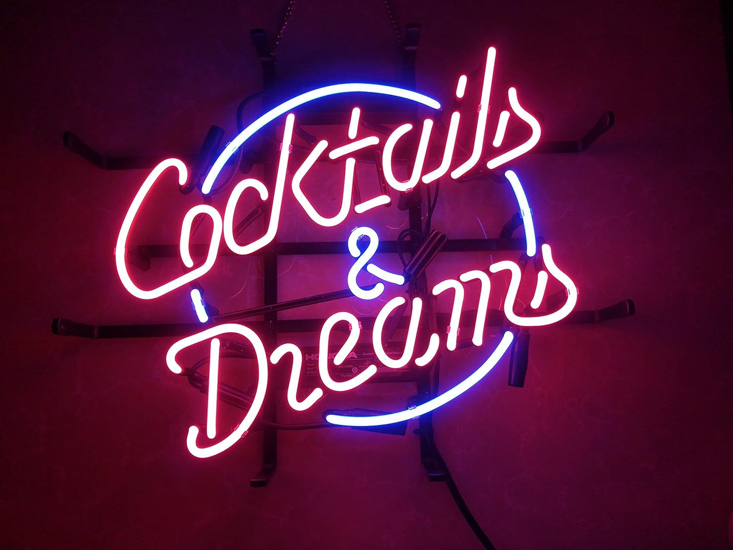 COCKTAILS AND DREAMS Real Glass Neon Light Sign Home Beer Bar Pub Recreation Room Game Room Windows Garage Wall store Sign (17"x14" Large)