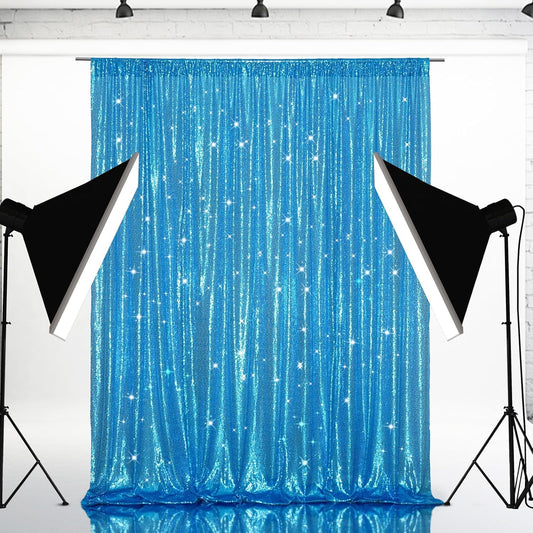 Eternal Beauty Turquoise Sequin Backdrop, 8x8 Ft Glitter Background Curtains for Shimmer Photography Party Wedding Birthday Back Drop Decor
