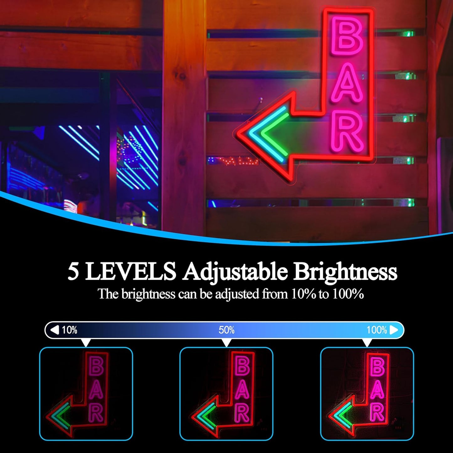 Bar Neon Sign with Dimmer switch, Colorful Bar Led Neon Light Pink Letter Light up Sign for Beer Pub Club Party Wall Decor(16.54 * 12.6In)