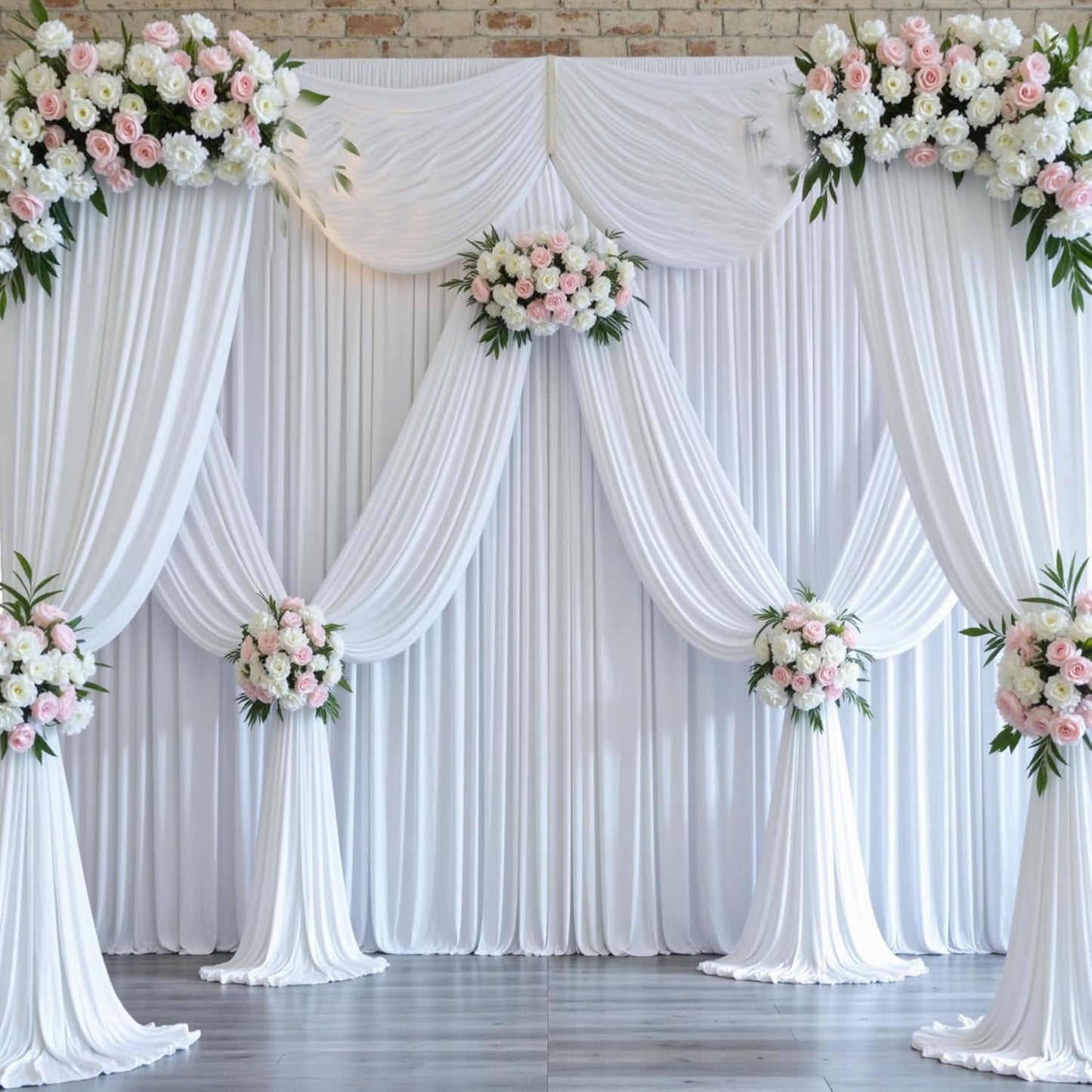 20ftx10ft White Backdrop Curtains for Party Background, Wrinkle Free 4 Panels 5x10ft Silky Polyester Photo Backdrop Drapes Back Drop Cloth for Wedding Birthday Photography Baby Shower Decor