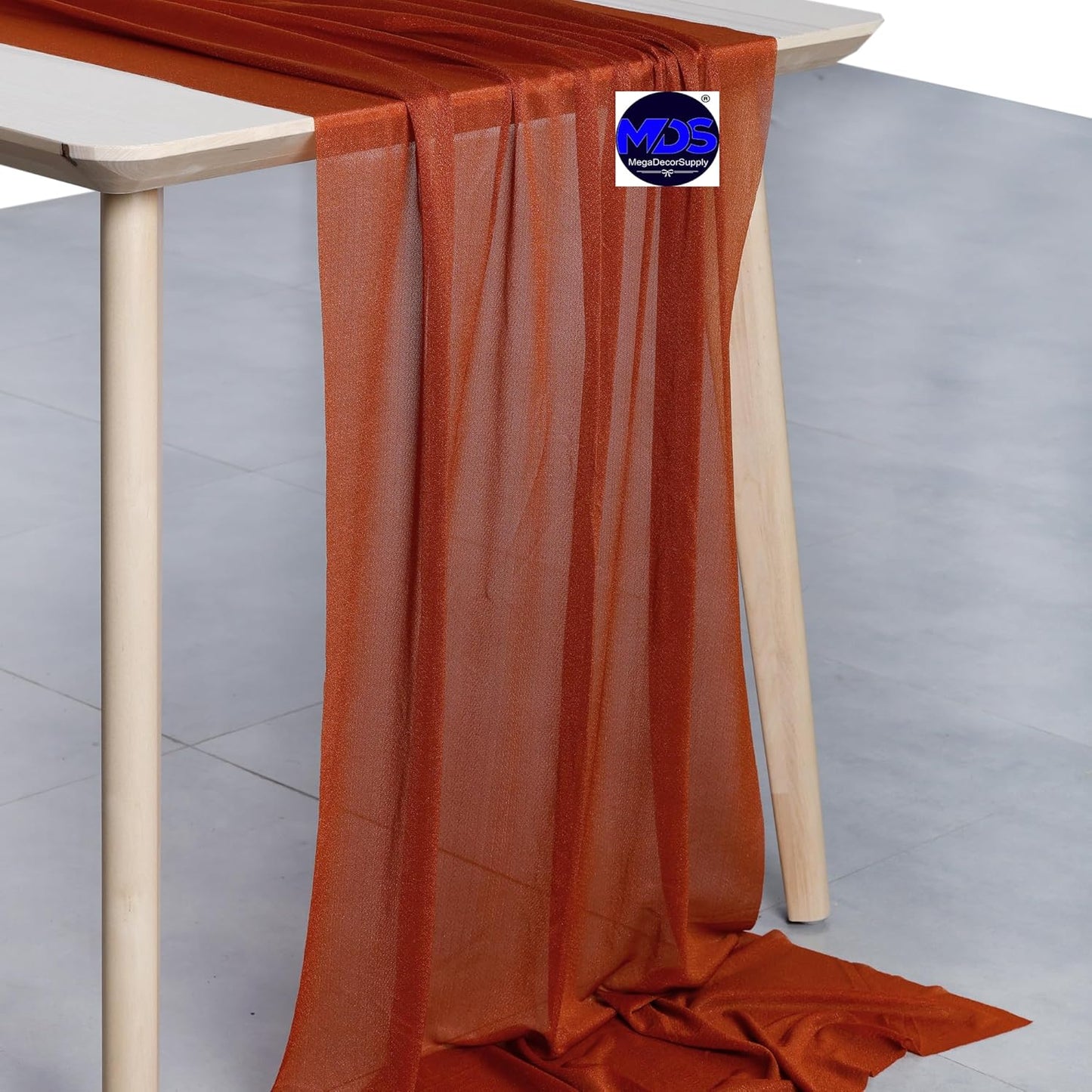 MDS 2 Pack 14ft Chiffon Table Runner 29 x 170 Inches Sheer Wedding Runner Romantic Rustic Table Runner for Wedding Decorations, Birthday Parties, Bridal Shower Party Arch Decor - Terracotta