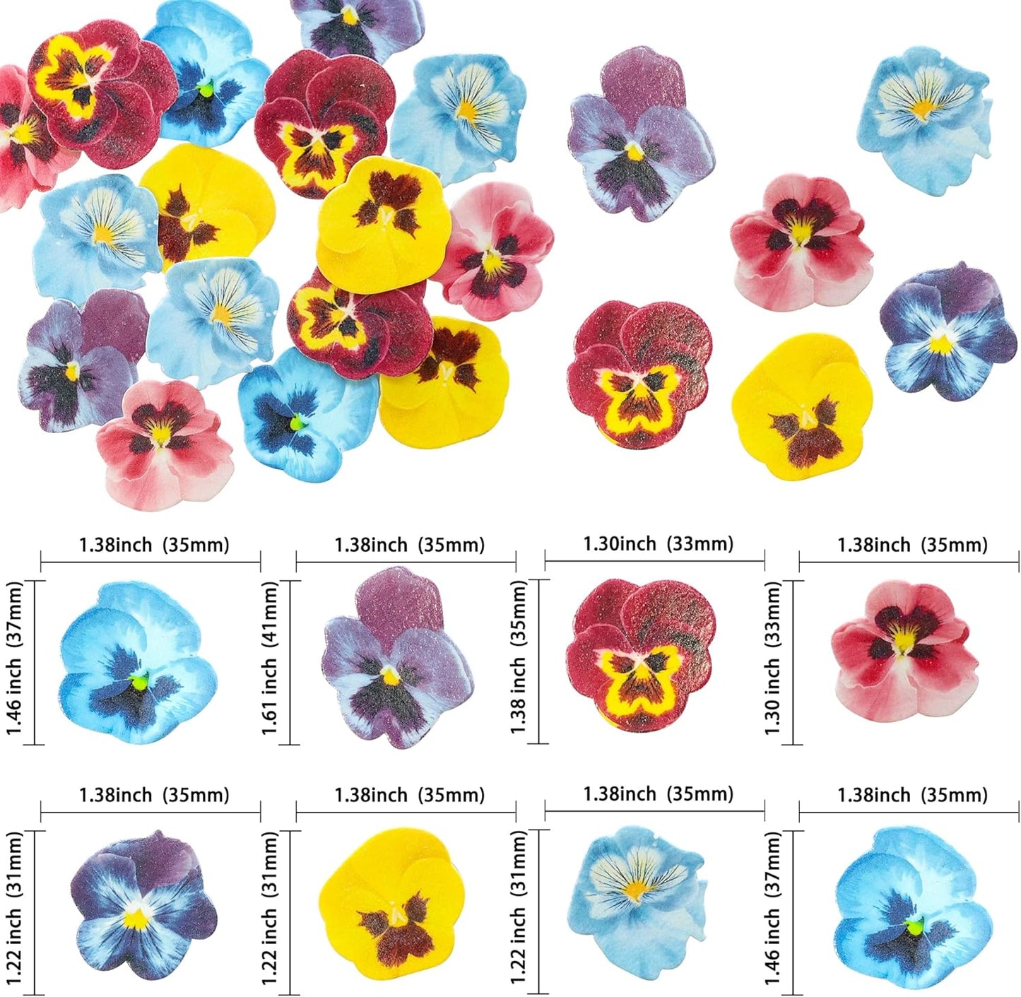 Ephlyn 60Pcs Wafer Paper Flower Cupcake Toppers Spring Bridal Engagement Baby Shower Birthday Party Cupcake Picks Anniversary Party Decorations Supplies