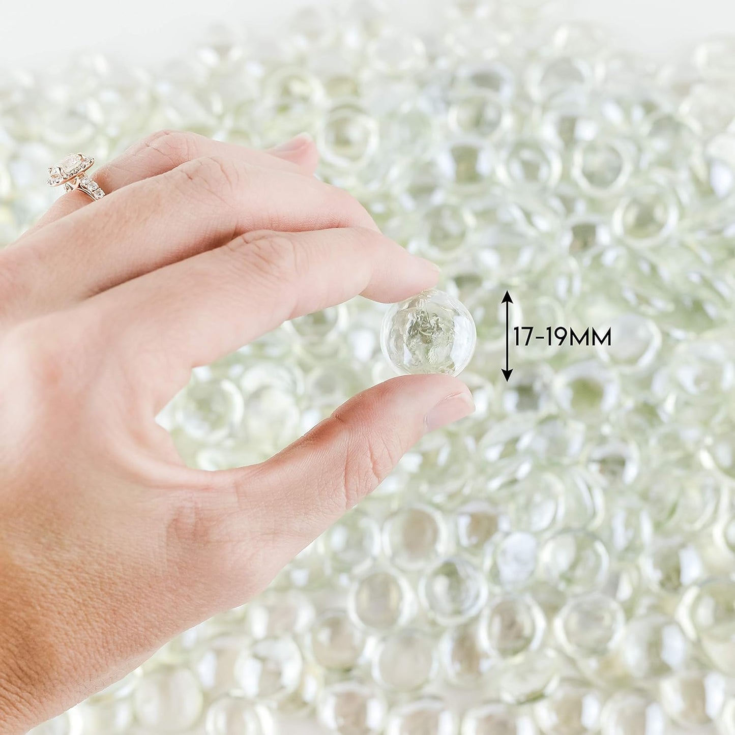 Galashield Flat Glass Marbles for Vases Clear Glass Gems Beads Pebbles Vase Filler (1 LB, Approx. 105 PCS)