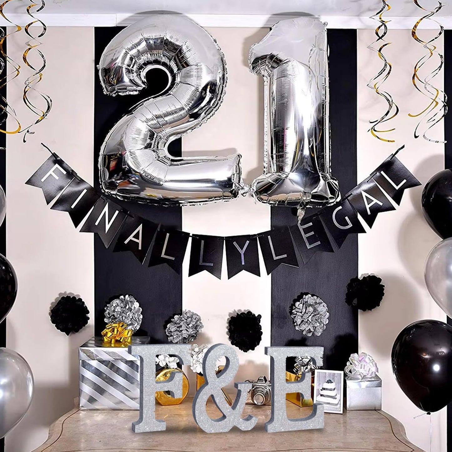 TONIFUL 8 Inch Silver Glitter Letter F Table Centerpiece A-Z Silver Birthday Party Decorations,Silver Alphabet F for Birthday,Chrismas,Graduation,Bridal Shower,Wedding,Anniversary Party Supplies