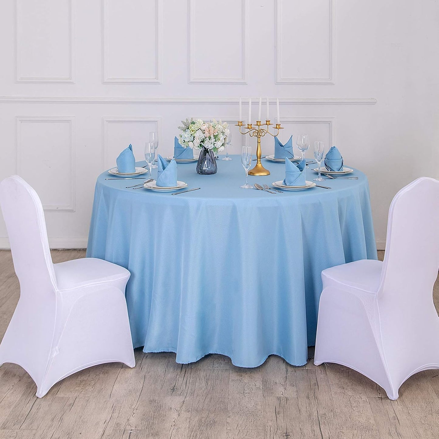 90 inch Round Tablecloth Washable Polyester Table Cloth Decorative Table Cover for Wedding Party Dining Banquet（90 inch,Blue Mist）