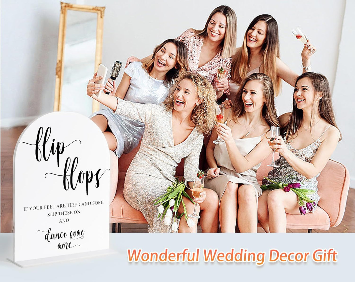 Wedding Flip Flops for Guests Sign, White Arch Acrylic Sign, Wedding Dance Floor Props, Bridal Shower Decor, Engagement Party Decor, Centerpiece Table Decorations Party for Bride and Groom-12