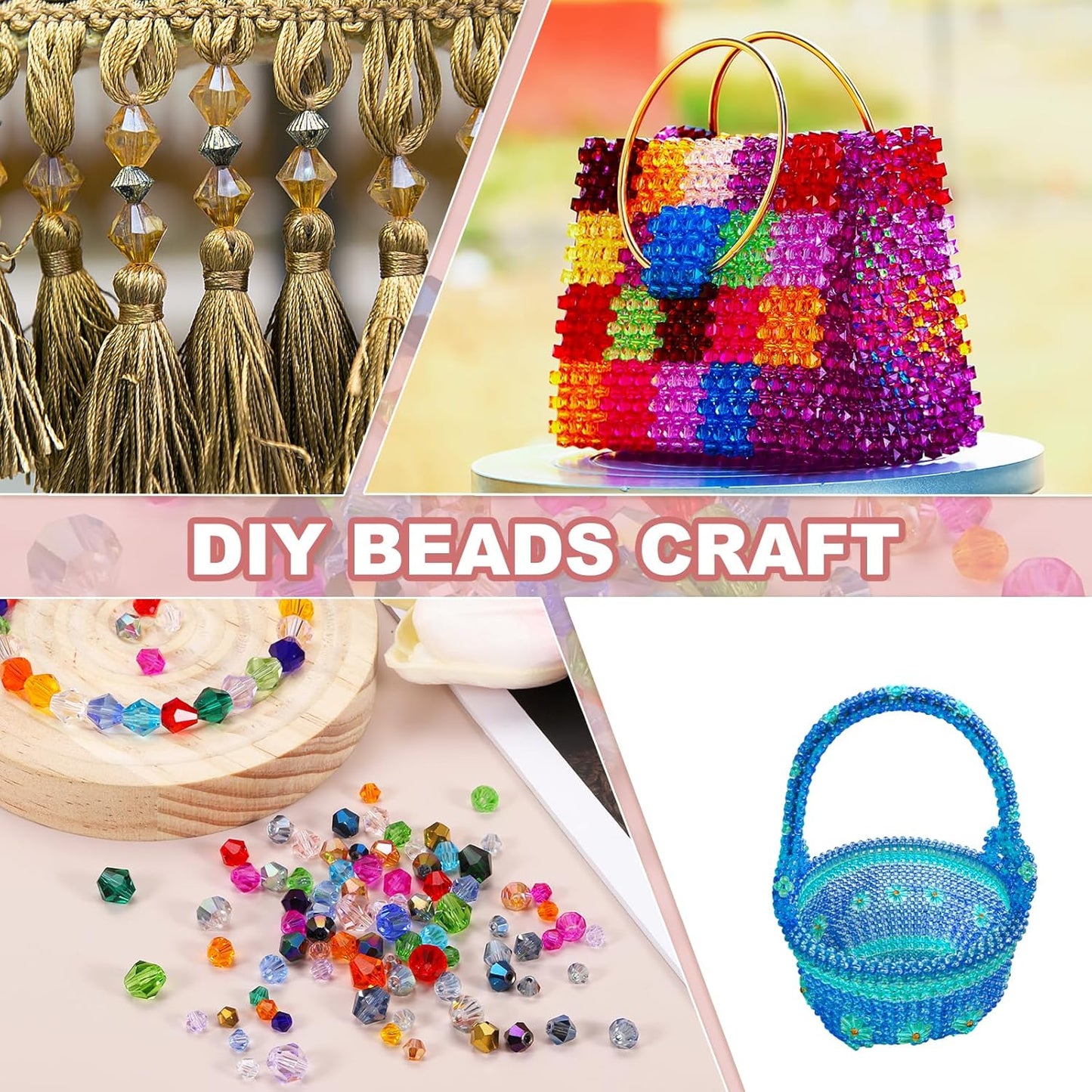 PATIKIL 1000pcs 3mm Bicone Glass Crystal Beads, Faceted Glass Spacer Beads with Box for Jewelry Making Bracelet Necklace Earrings DIY Suncatcher Craft, Mix Color