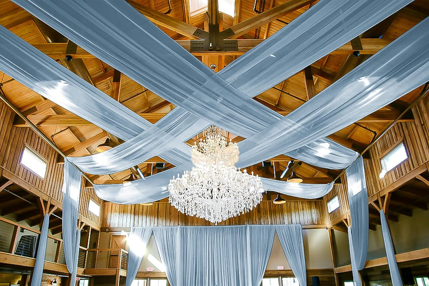 6 Panels Dusty Blue Ceiling Drapes for Wedding 5ftx20ft Ceiling Drapes Wedding Arch Draping Fabric Cheesecloth Sheer Curtain Romantic Ceiling Decorations for Weddings Party Banquet Ceremony Stage