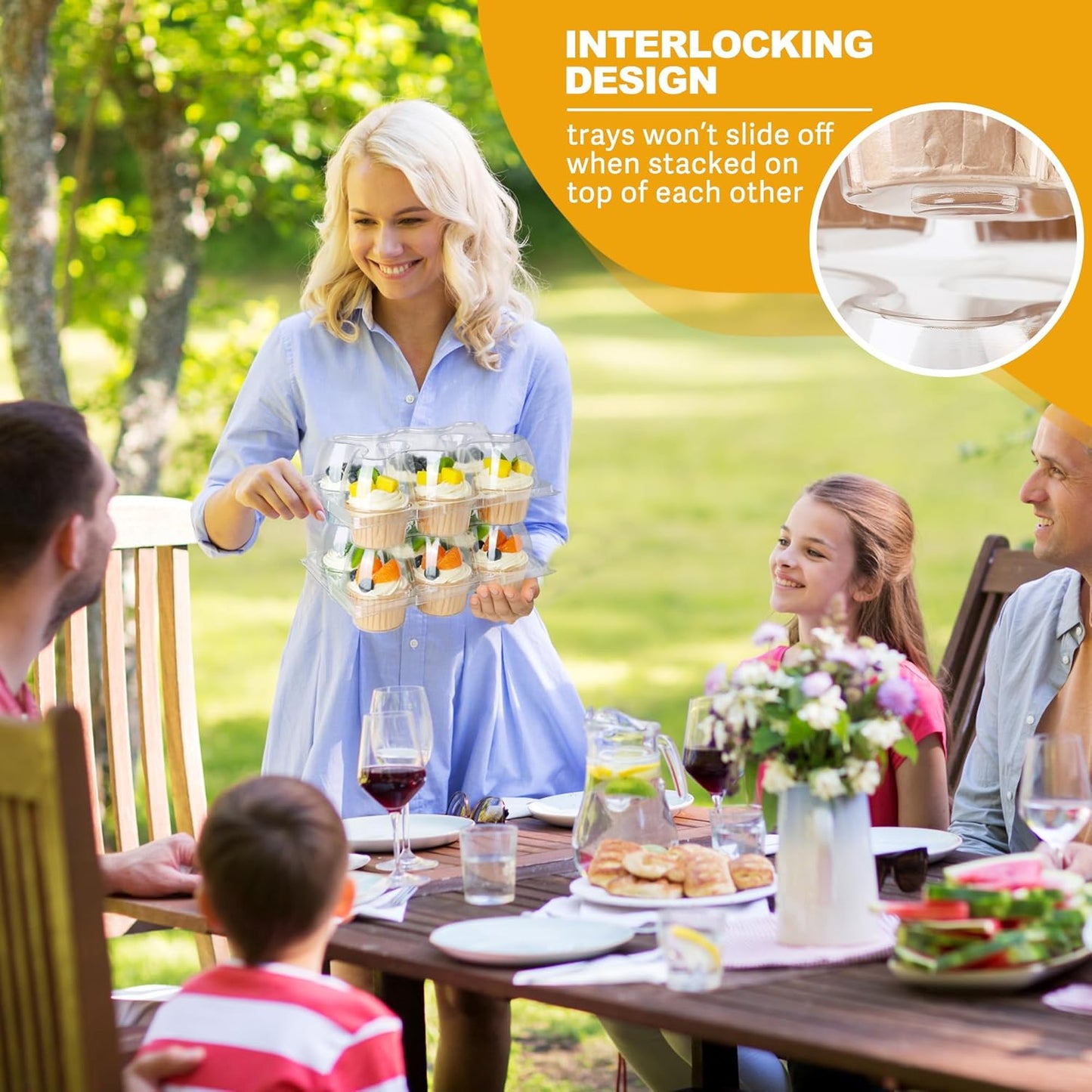 LotFancy Cupcake Containers 6 Count, 10 Sets, Clear Plastic Cupcake Boxes, Disposable Cupcake Carriers with Detachable Tall Dome Lid, BPA Free, Standard Size