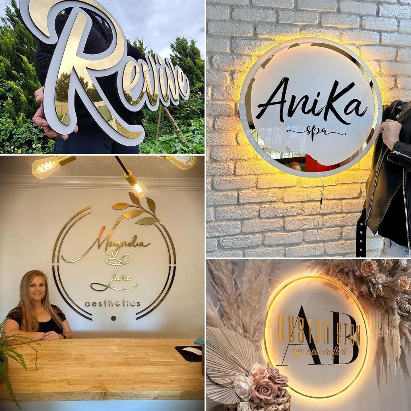 Custom Business Logo Neon Sign for Personalized Company Store UV Metal Acylic LED Backlit Shop Name Light Signo Office Company Logo Néon for Coffee Shop Salon Studio Signs