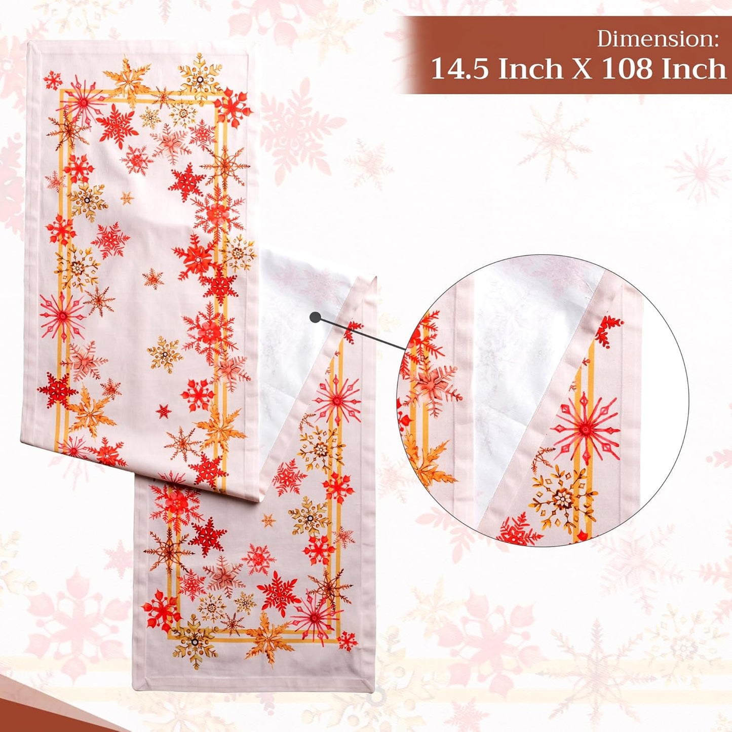 Maison d' Hermine Table Runner 100% Cotton Single Layer Table Runners 108 inches Long for Thanksgiving Christmas Decorations Home Kitchen Dining Party Wedding (Crystal Star, 14.5" x 108")