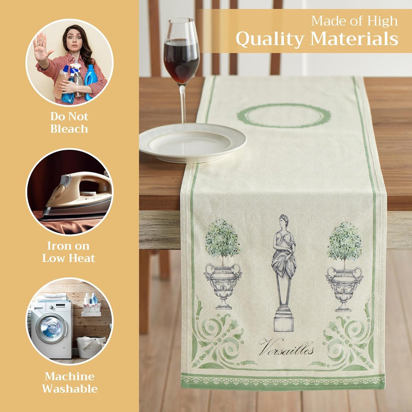 Maison d' Hermine Table Runner 100% Cotton Double Layer Table Runners 108 inches Long Decorative for Home Kitchen Dining Party Wedding Bridal Shower Spring Summer (Jardin Du Roy, 14.50" x 108")