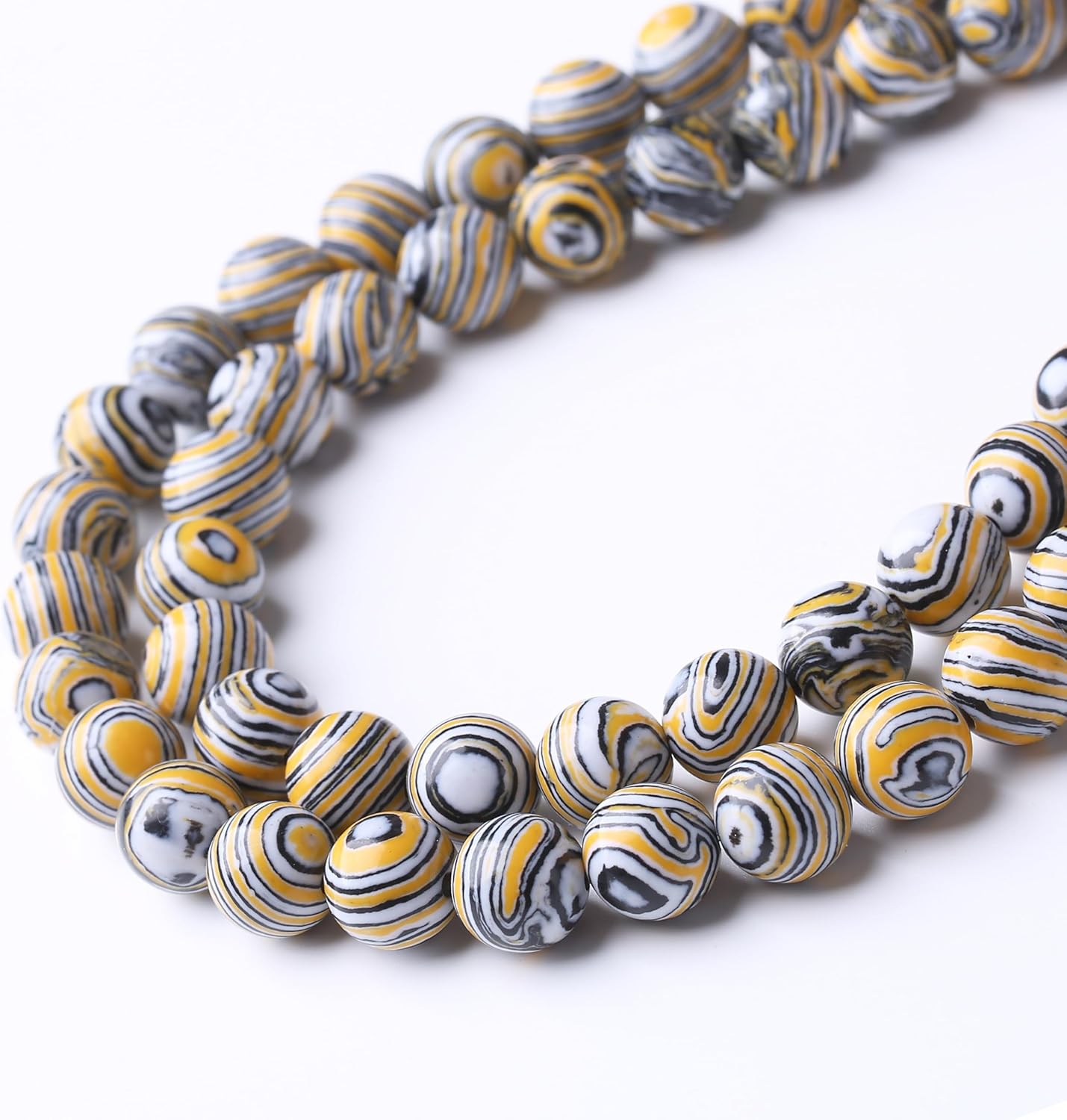 Yellow Peacock Turquoise Stone Beads Gemstone Round Crystal Energy Jade Beads Stone Beads for Jewelry Making DIY Bracelet Necklace Jewelry Making 1 Strand 15.5inch 31PCS 12MM