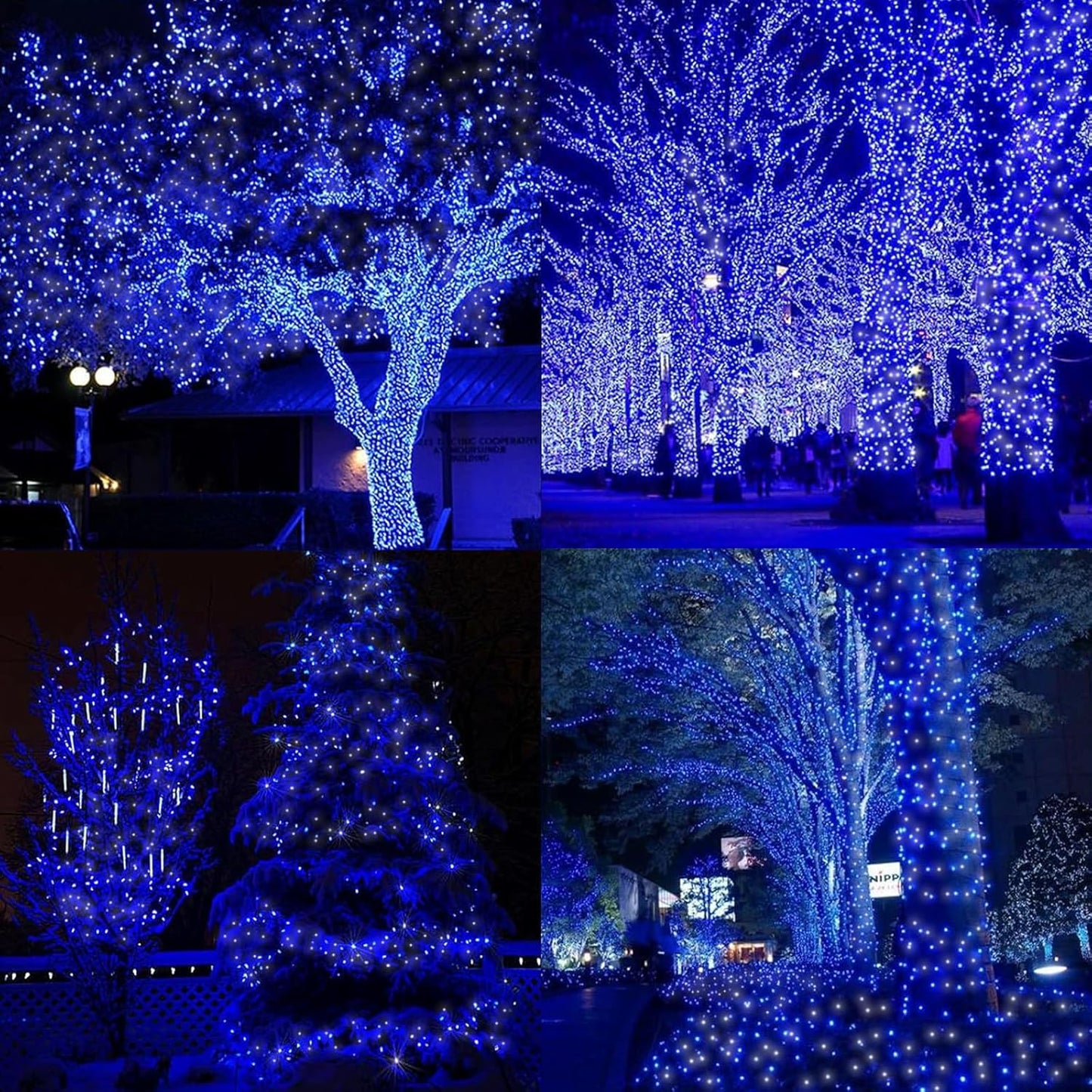 LAMPHOME 66ft Christmas Decorative Mini Lights, 200 LED Transparent Wire Fairy Starry String Lights Plug in, 16 Lighting Modes for Indoor Outdoor Xmas Tree Wedding Party Decoration (White +Blue)