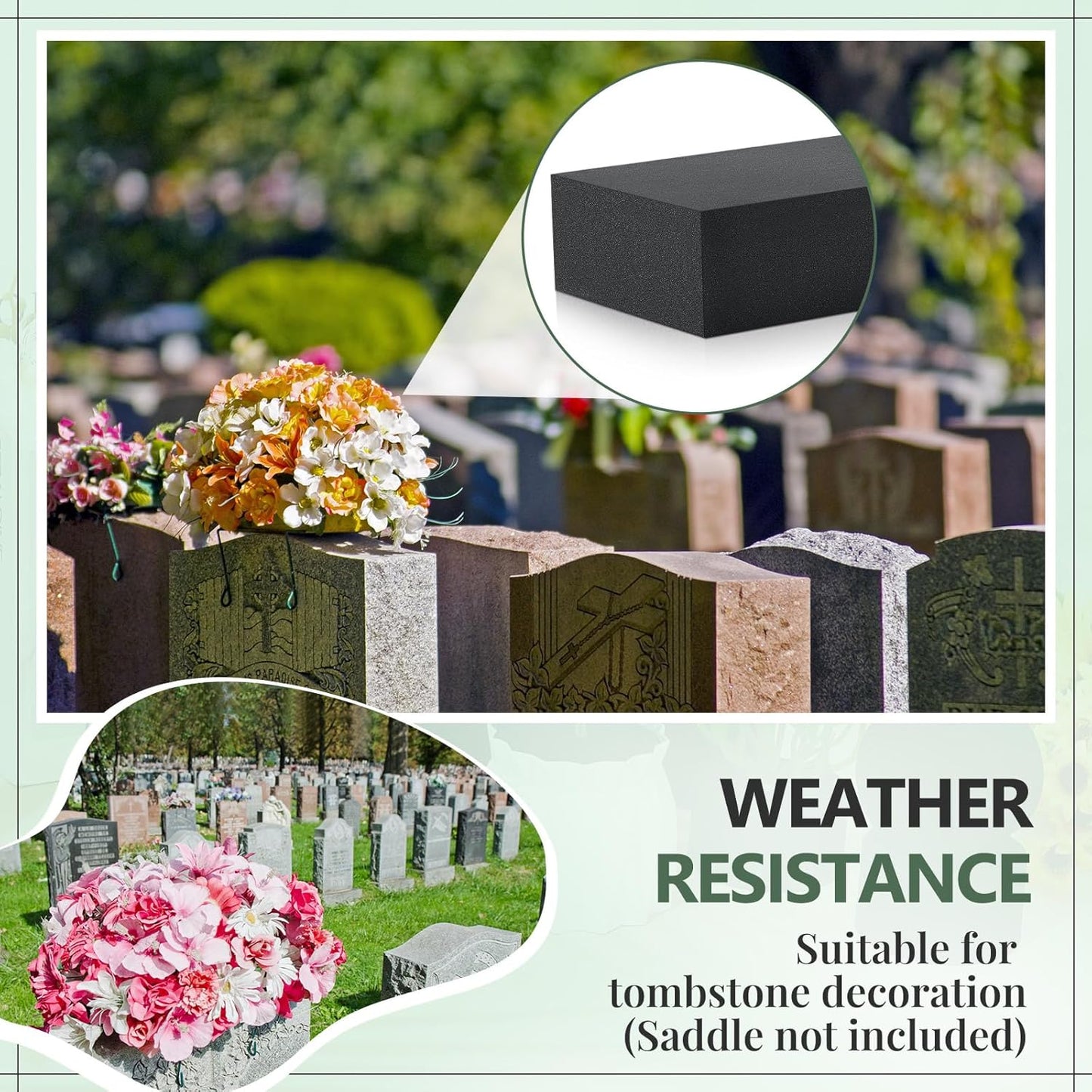 Lallisa 4 Pcs Reusable Floral Foam Blocks Water Weather Resistant Dry Floral Foam for Artificial Flower Arrangements Outdoor Flower Boxes Hanging Planters Wedding Home Decor (11.8 x 4.7 x 2'',Black)