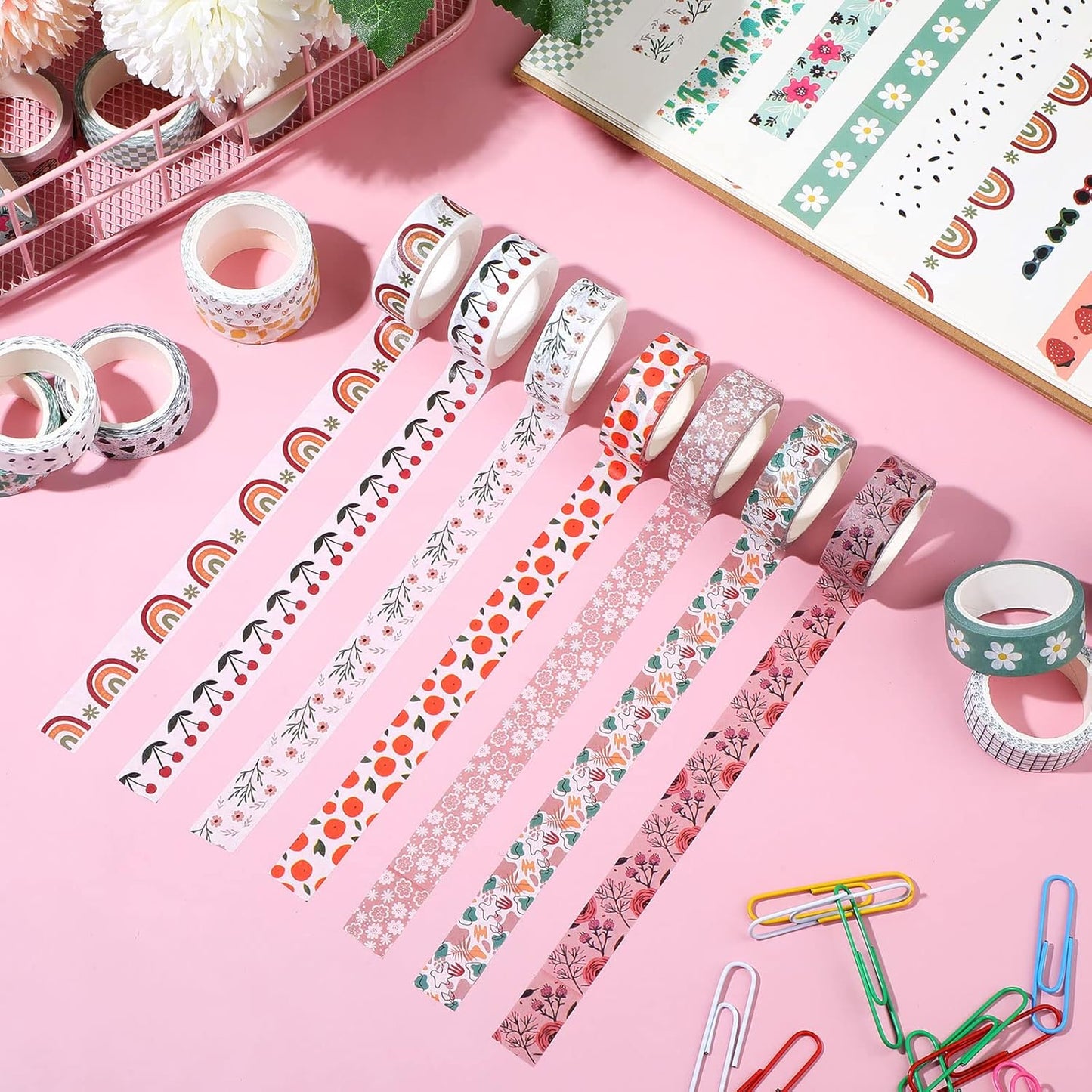 TaoBary 33 Rolls Holiday Plaid Washi Tape, 15 mm Seasonal Washi Tape Set Bohemian Colorful Vintage Cute for Card Wrapping Craft(Bohemia Style)