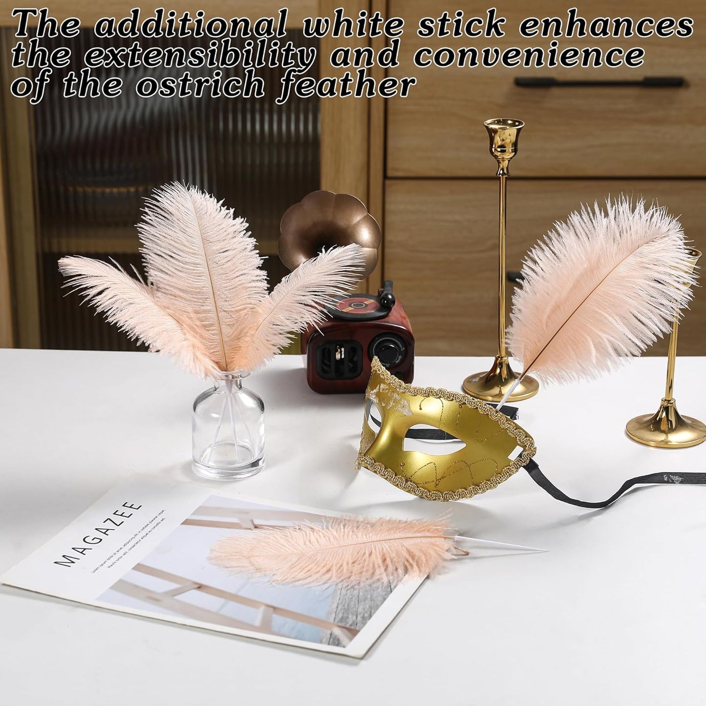 SOGUGOM Light Salmon Ostrich Feathers - 30PCS 6-8 inch Small Ostrich Feathers Kit for Wedding Decorations, Hats and DIY Projects(Light Salmon)