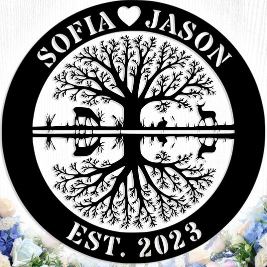 Personalized Tree of Life Metal Sign Wall Art Decor, Custom Wedding Gifts for Couples, Custom Family Name Sign, Christmas Valentine's Day Housewarming Gifts