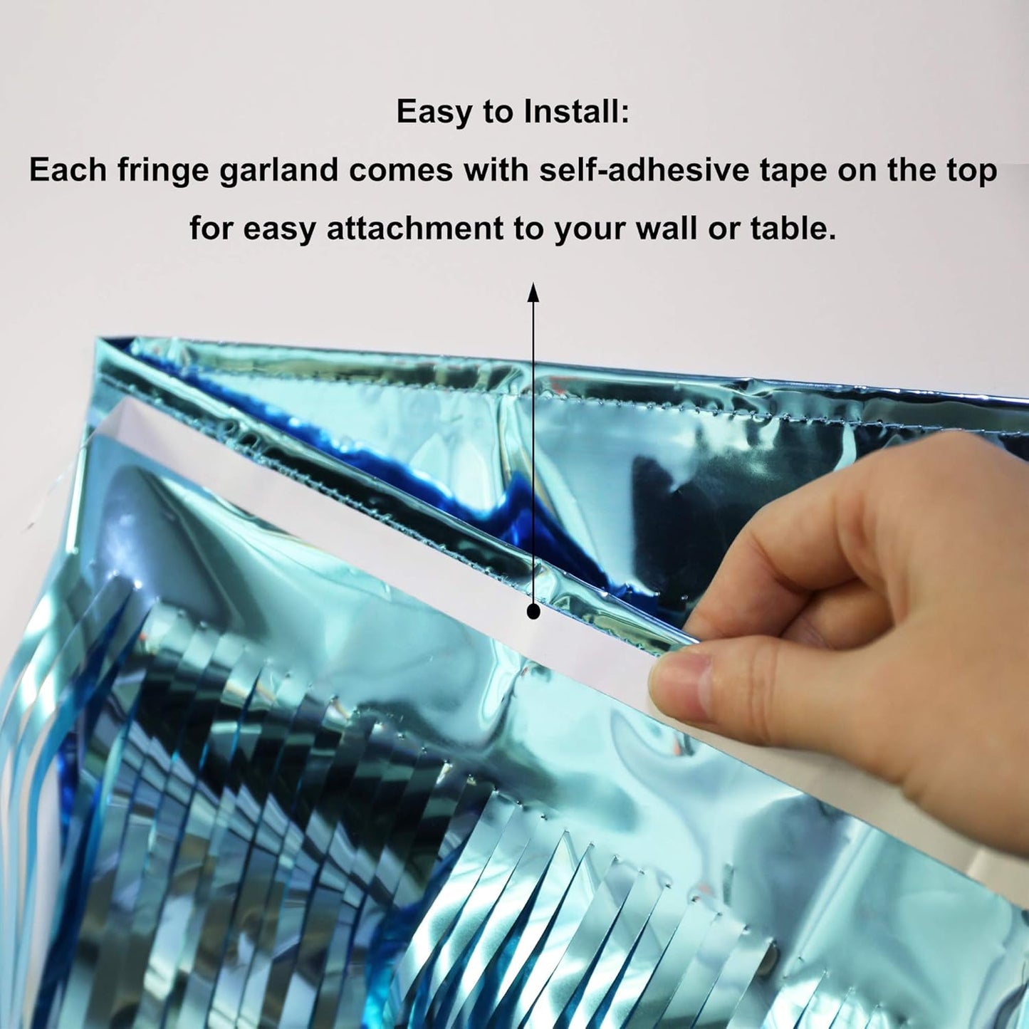 Thick 10 Feet by 15 Inch Turquoise Foil Fringe Garland - Pack of 3 | Shiny Metallic Tinsel Banner for Parade Floats, Bridal Shower, Wedding, Birthday, Christmas | Wall Hanging Drapes (3)