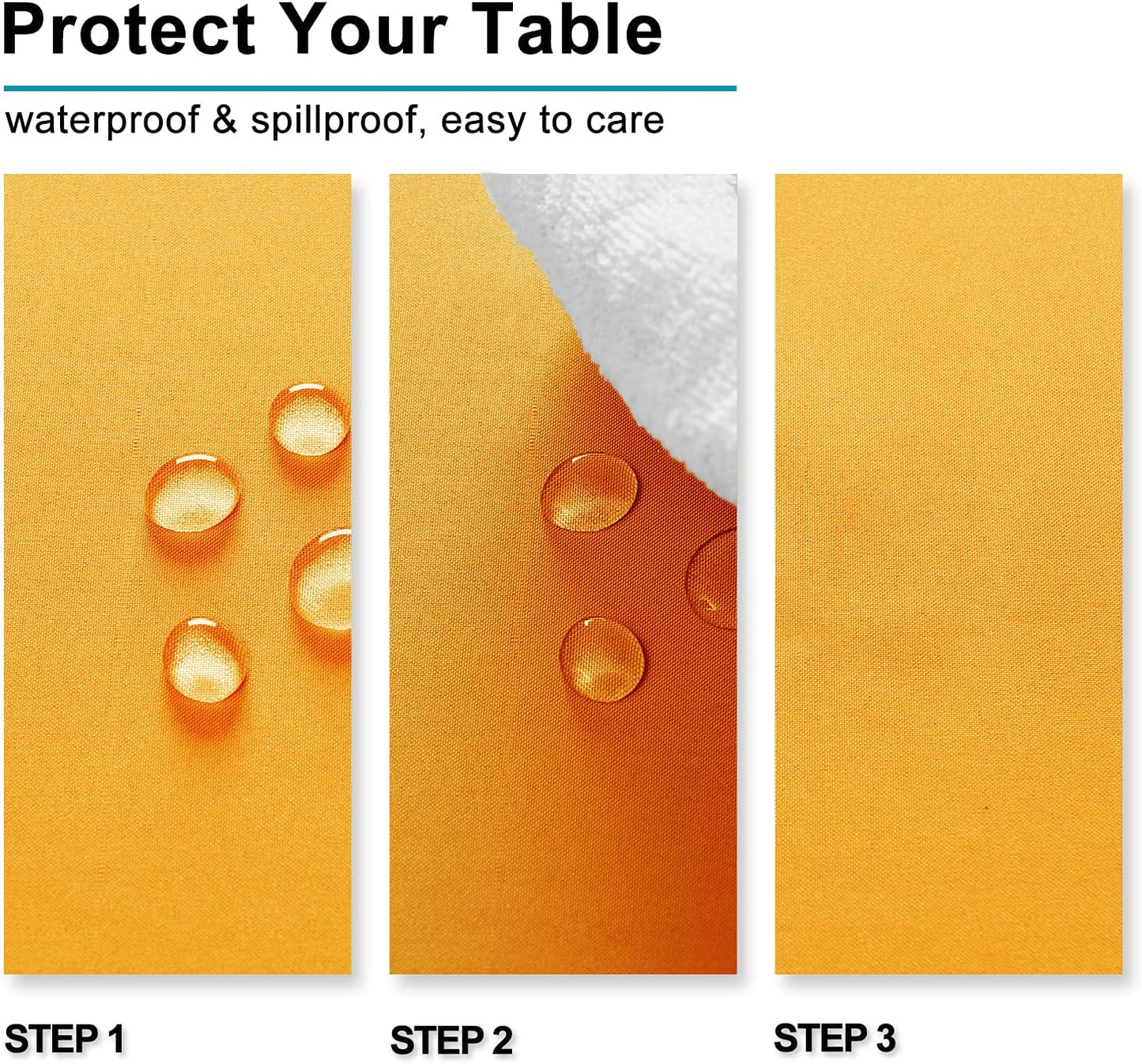 Hiasan Orange Yellow Rectangle Tablecloth - Waterproof Washable Fabric Table Cloth for Dining Party and Outdoor Use, 54 x 80 Inch