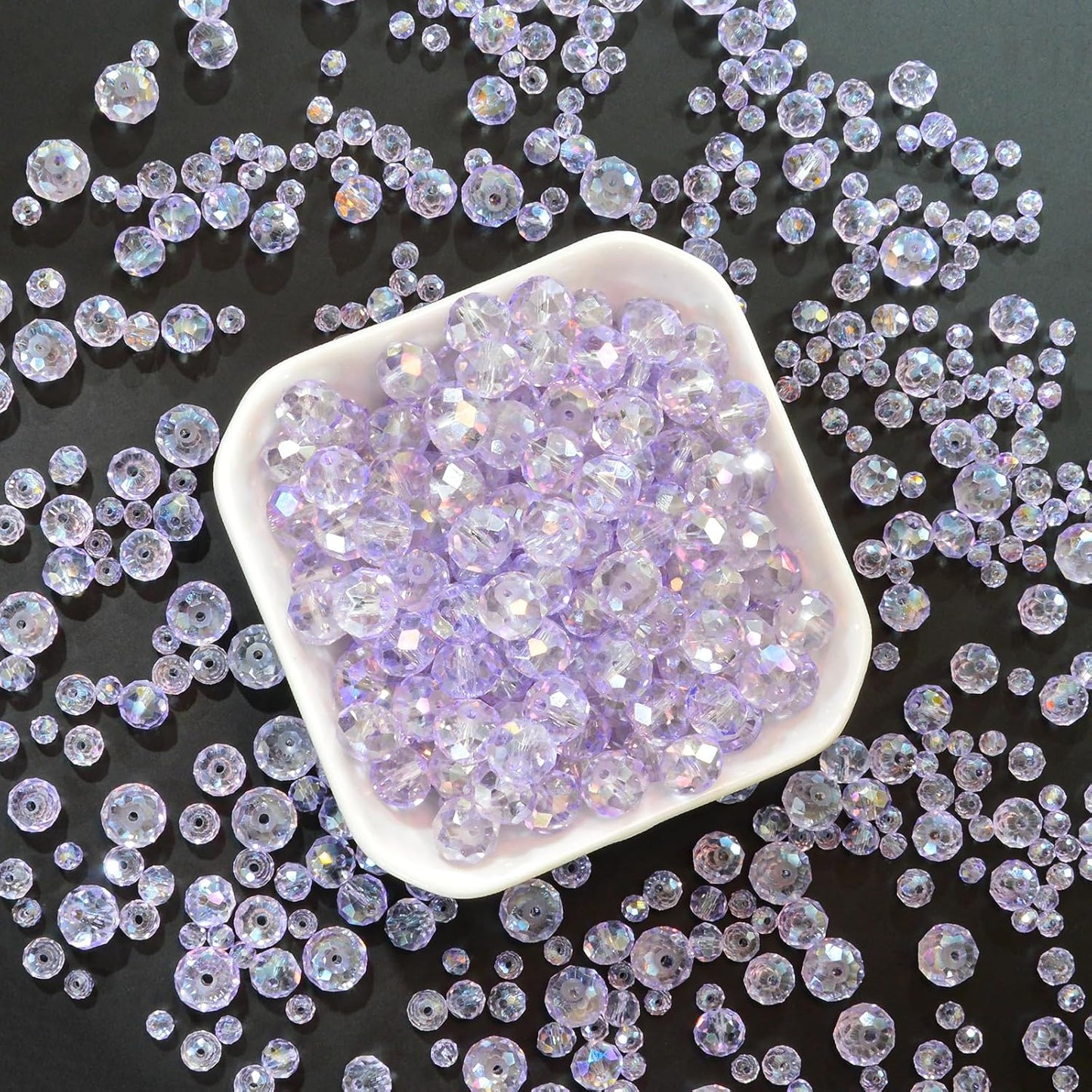 220Pcs 10mm Crystal Glass Beads for Jewelry Making Beads for Bracelets Necklace Pendants Making Supplies(Light Purple)